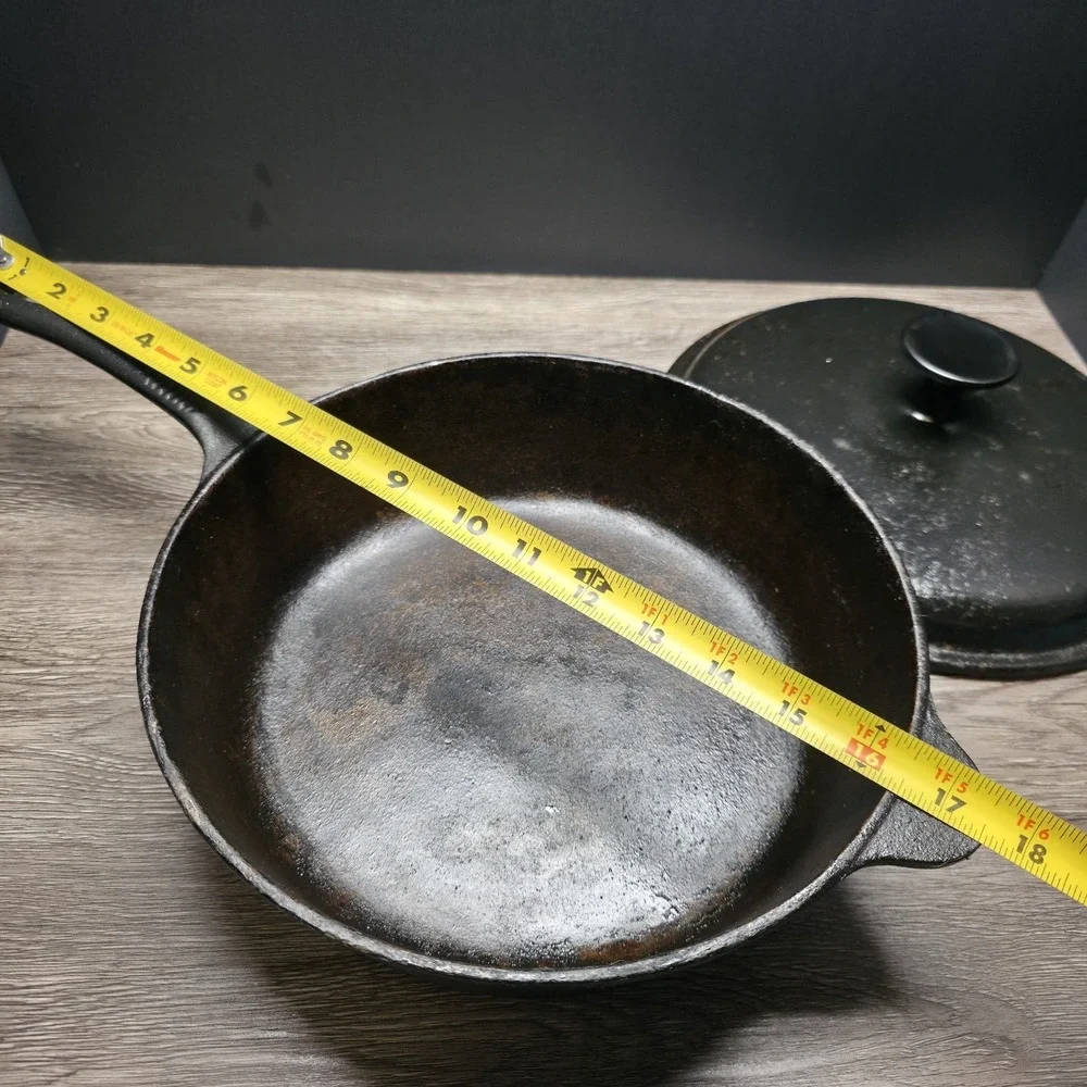 Kirby & Allen Cast Iron Chicken Fryer - #10 Deep Skillet - W/Matching Lid